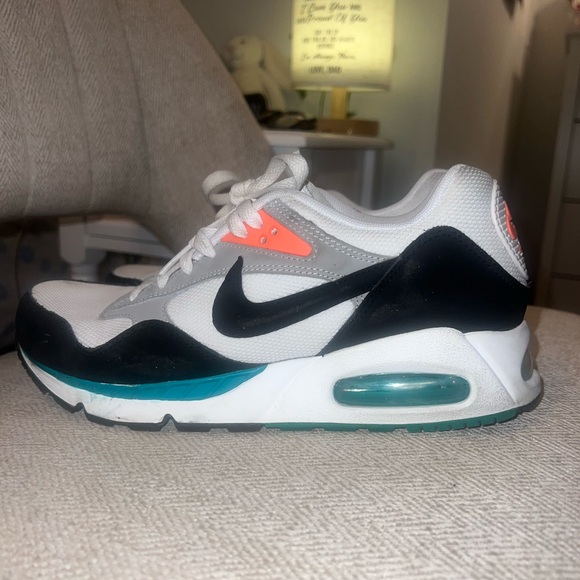 Nike Air Max White and Black with Teal and Orange Accents - Picture 3 of 8